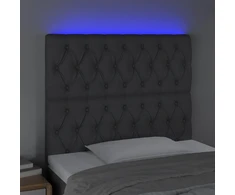 Galvūgalis su LED, tamsiai pilkas, 90x7x118/128cm, audinys