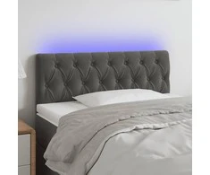 Galvūgalis su LED, tamsiai pilkas, 90x7x78/88cm, aksomas