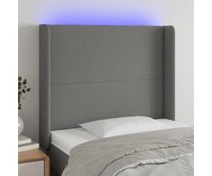 Galvūgalis su LED, tamsiai pilkas, 93x16x118/128cm, audinys