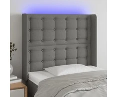 Galvūgalis su LED, tamsiai pilkas, 93x16x118/128cm, audinys