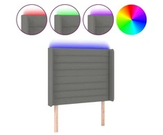 Galvūgalis su LED, tamsiai pilkas, 93x16x118/128cm, audinys