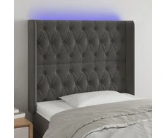 Galvūgalis su LED, tamsiai pilkas, 93x16x118/128cm, aksomas
