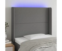 Galvūgalis su LED, tamsiai pilkas, 93x16x118/128cm, audinys