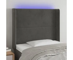 Galvūgalis su LED, tamsiai pilkas, 93x16x118/128cm, aksomas