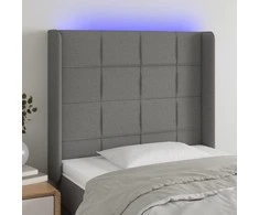 Galvūgalis su LED, tamsiai pilkas, 93x16x118/128cm, audinys