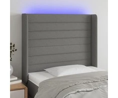 Galvūgalis su LED, tamsiai pilkas, 93x16x118/128cm, audinys