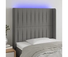 Galvūgalis su LED, tamsiai pilkas, 93x16x118/128cm, audinys
