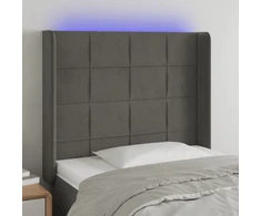 Galvūgalis su LED, tamsiai pilkas, 93x16x118/128cm, aksomas