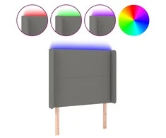 Galvūgalis su LED, tamsiai pilkas, 93x16x118/128cm, audinys