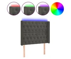 Galvūgalis su LED, tamsiai pilkas, 93x16x118/128cm, aksomas