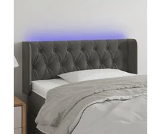 Galvūgalis su LED, tamsiai pilkas, 93x16x78/88cm, aksomas