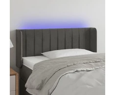 Galvūgalis su LED, tamsiai pilkas, 93x16x78/88cm, aksomas