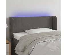 Galvūgalis su LED, tamsiai pilkas, 93x16x78/88cm, aksomas