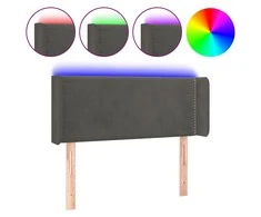 Galvūgalis su LED, tamsiai pilkas, 93x16x78/88cm, aksomas
