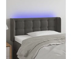 Galvūgalis su LED, tamsiai pilkas, 93x16x78/88cm, aksomas