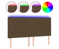 Galvūgalis su LED, tamsiai rudos, 200x5x118/128cm, audinys