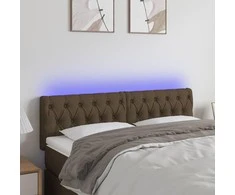 Galvūgalis su LED, tamsiai rudos spalvos, 160x7x78/88cm,audinys