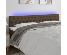 Galvūgalis su LED, tamsiai rudos spalvos, 180x7x78/88cm,audinys