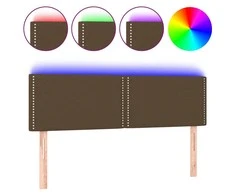 Galvūgalis su LED, tamsiai rudos spalvos, 144x5x78/88cm,audinys