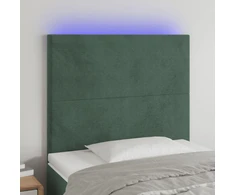 Galvūgalis su LED, tamsiai žalias, 100x5x118/128cm, aksomas