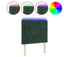 Galvūgalis su LED, tamsiai žalias, 100x5x118/128cm, aksomas