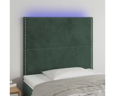 Galvūgalis su LED, tamsiai žalias, 100x5x118/128cm, aksomas