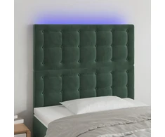 Galvūgalis su LED, tamsiai žalias, 100x5x118/128cm, aksomas