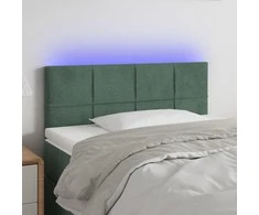 Galvūgalis su LED, tamsiai žalias, 100x5x78/88cm, aksomas