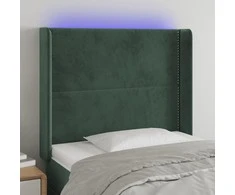 Galvūgalis su LED, tamsiai žalias, 103x16x118/128cm, aksomas