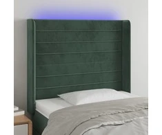 Galvūgalis su LED, tamsiai žalias, 103x16x118/128cm, aksomas