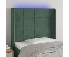Galvūgalis su LED, tamsiai žalias, 103x16x118/128cm, aksomas