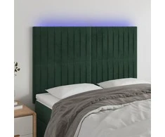 Galvūgalis su LED, tamsiai žalias, 144x5x118/128cm, aksomas