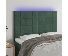 Galvūgalis su LED, tamsiai žalias, 144x5x118/128cm, aksomas