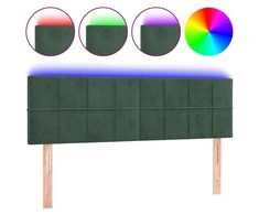 Galvūgalis su LED, tamsiai žalias, 144x5x78/88cm, aksomas