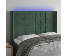 Galvūgalis su LED, tamsiai žalias, 147x16x118/128cm, aksomas