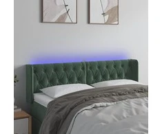 Galvūgalis su LED, tamsiai žalias, 147x16x78/88cm, aksomas