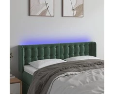 Galvūgalis su LED, tamsiai žalias, 147x16x78/88cm, aksomas
