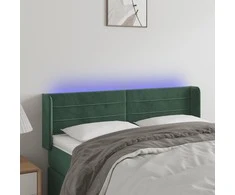 Galvūgalis su LED, tamsiai žalias, 147x16x78/88cm, aksomas