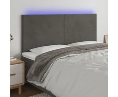 Galvūgalis su LED, tamsiai žalias, 160x5x118/128cm, aksomas