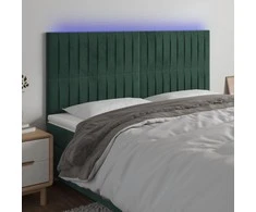 Galvūgalis su LED, tamsiai žalias, 160x5x118/128cm, aksomas