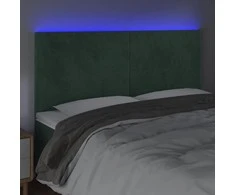 Galvūgalis su LED, tamsiai žalias, 160x5x118/128cm, aksomas