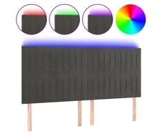 Galvūgalis su LED, tamsiai žalias, 160x5x118/128cm, aksomas