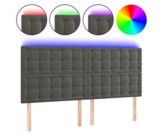 Galvūgalis su LED, tamsiai žalias, 160x5x118/128cm, aksomas