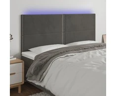 Galvūgalis su LED, tamsiai žalias, 160x5x118/128cm, aksomas