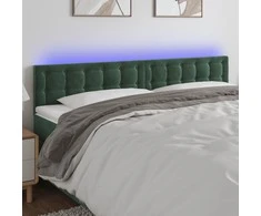 Galvūgalis su LED, tamsiai žalias, 160x5x78/88cm, aksomas