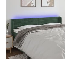 Galvūgalis su LED, tamsiai žalias, 163x16x78/88cm, aksomas