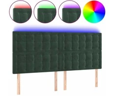 Galvūgalis su LED, tamsiai žalias, 180x5x118/128cm, aksomas