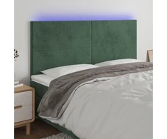 Galvūgalis su LED, tamsiai žalias, 180x5x118/128cm, aksomas