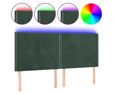 Galvūgalis su LED, tamsiai žalias, 180x5x118/128cm, aksomas