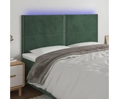 Galvūgalis su LED, tamsiai žalias, 180x5x118/128cm, aksomas